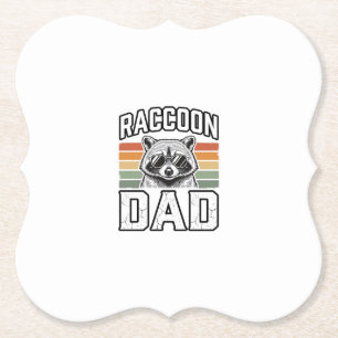 Raccoon Dad Vintage Engraving Retro Vector Design_ Paper Coaster