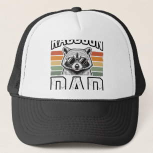 Raccoon Dad Vintage Engraving Retro Vector Design_ Trucker Hat