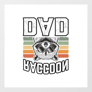 Raccoon Dad Vintage Engraving Retro Vector Design_ Window Cling