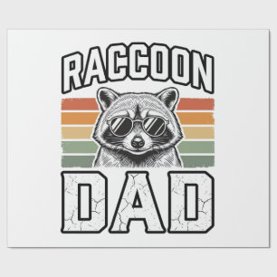 Raccoon Dad Vintage Engraving Retro Vector Design_ Wrapping Paper
