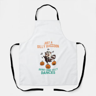 Raccoon Dancing Halloween Pumpkin Party Apron
