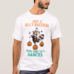 Raccoon Dancing Halloween Pumpkin Party T-Shirt