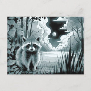 Raccoon dans la carte postale de défrichage