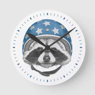 Raccoon Daredevil Round Clock