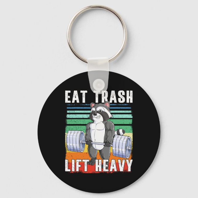 Raccoon Deadlift Bodybuilding Garbage Animal Gym F Keychain (Front)