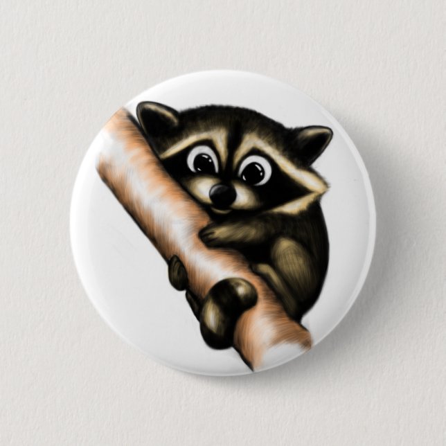 Raccoon Design 2 Inch Round Button (Front)