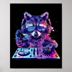 Raccoon Dj Edm Techno House Music Funny Animal Lov Poster