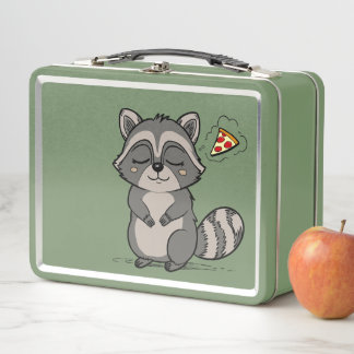 Raccoon Dream - Pizza! Metal Lunch Box
