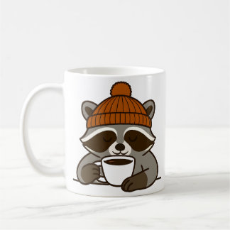 Raccoon drinking cup of coffee mug Gift Idea