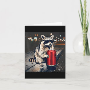 Raccoon Drinking Iced Coffee Funny Animal Meme Men Card