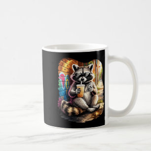 Raccoon drinking iced coffee funny animal meme men mug