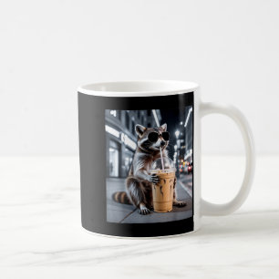 Raccoon drinking iced coffee funny animal meme men mug