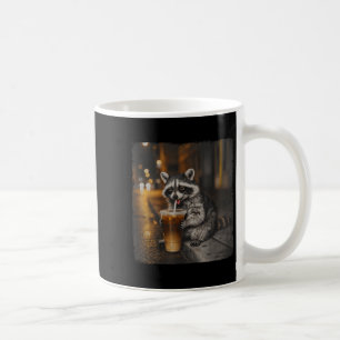 Raccoon drinking iced coffee funny animal meme men mug
