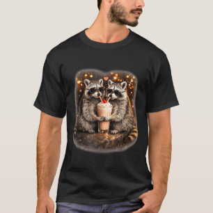 Raccoon drinking iced coffee funny animal meme men T-Shirt