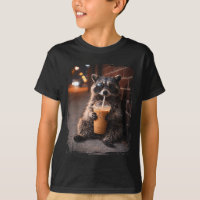 Raccoon drinking iced coffee funny animal meme
