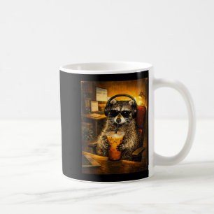 Raccoon drinking iced coffee funny caffeine lover mug