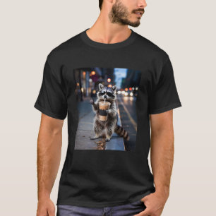 Raccoon Drinking Iced Coffee Funny Meme For Men Wo T-Shirt