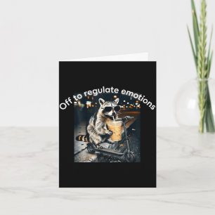Raccoon drinking iced coffee funny off to regulate card