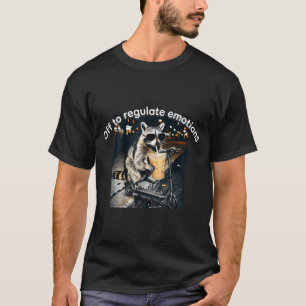 Raccoon drinking iced coffee funny off to regulate T-Shirt