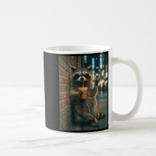 Raccoon drinking iced coffee rock on meme funny  mug