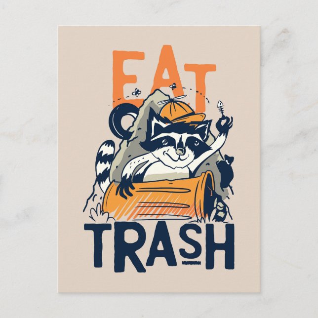 Raccoon Eat Trash Postcard (Front)