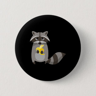 Raccoon Eating Banana Fruit Looking Cute 2 Inch Round Button
