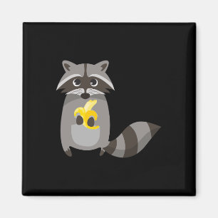 Raccoon Eating Banana Fruit Looking Cute  Magnet