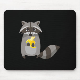 Raccoon Eating Banana Fruit Looking Cute  Mouse Pad