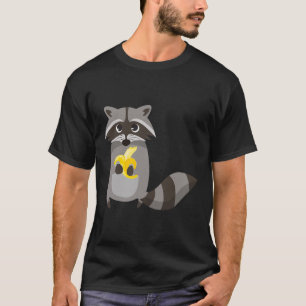 Raccoon Eating Banana Fruit Looking Cute  T-Shirt