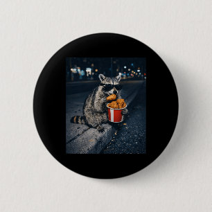 Raccoon Eating Fried Chicken Meme Silly Trash Pand 2 Inch Round Button