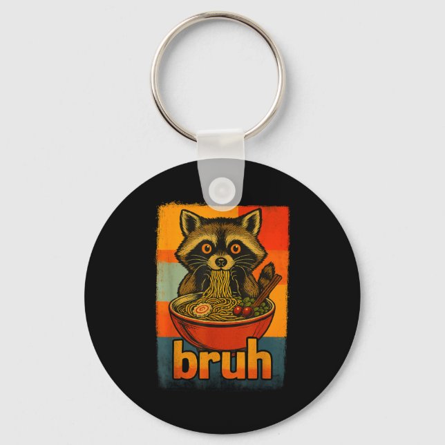 Raccoon Eating Japanese Ramen Noodles Men Women Ki Keychain (Front)