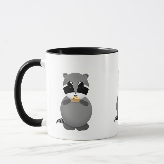 Raccoon Eating Pepperoni Pizza Mug (Left)