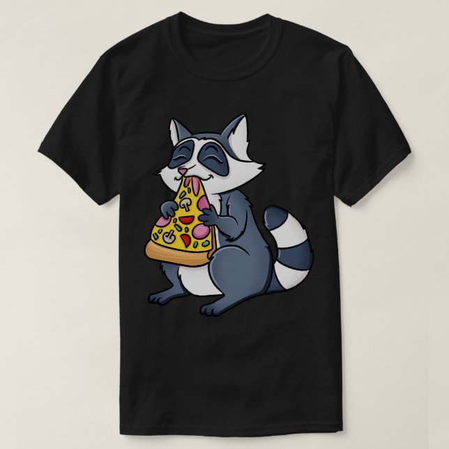 Raccoon Eating Pizza T-Shirt (Design Front)