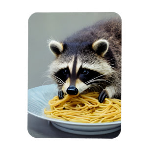 Raccoon Eating Spaghetti  Magnet
