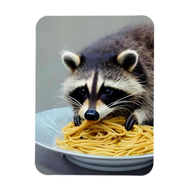 Raccoon Eating Spaghetti  Magnet (Vertical)
