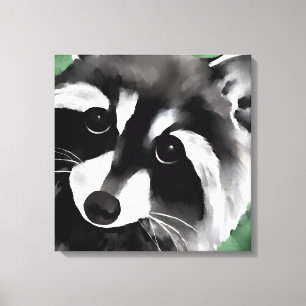 Raccoon Face Portrait Canvas Print