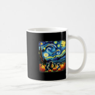 Raccoon Fall Halloween Van Gogh Starry Night Pumpk Coffee Mug
