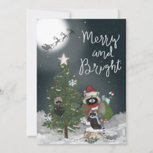 Raccoon Family Christmas Holiday Card