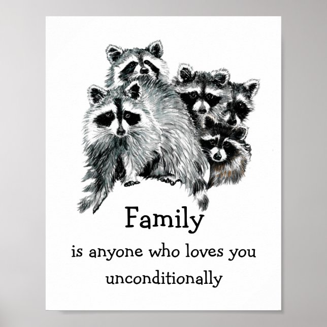 Raccoon Family Friends Love Quote Christmas Poster (Front)