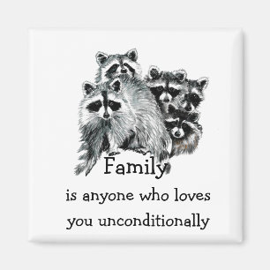 Raccoon Family Love Quote Animal  Art Magnet