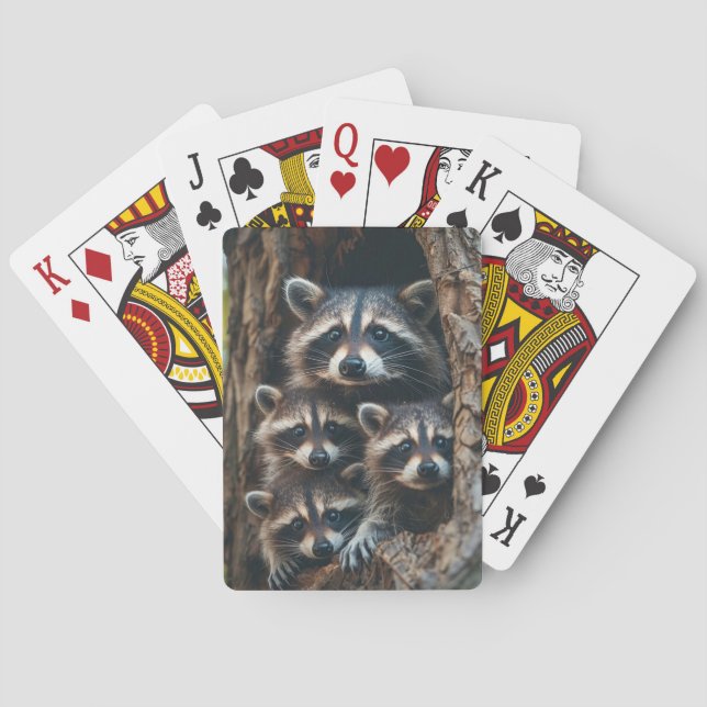 Raccoon Family  Playing Cards (Back)