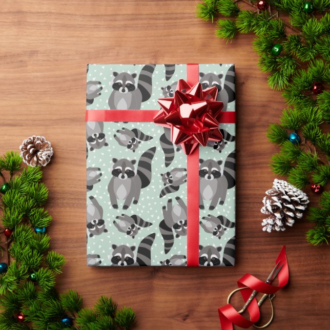 Raccoon Family Wrapping Paper (Holiday Gift)