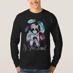 Raccoon & Feathers Is My Spirit Animal Design T-Shirt