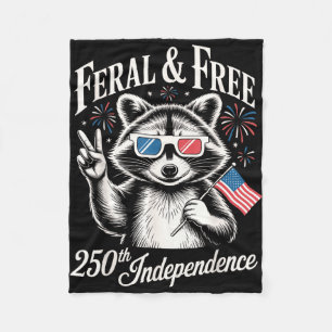 Raccoon feral but 250th anniversary independence fleece blanket