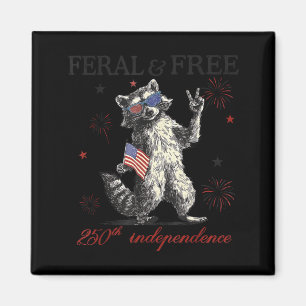 Raccoon feral but america 250th anniversary flag magnet