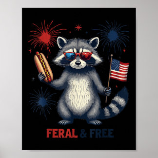 Raccoon Feral But Free 4th Of July Patriotic Racco Poster