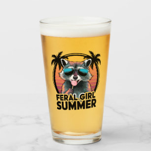Raccoon Feral Girl Summer Vintage Opossum Lover Glass