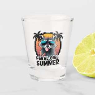 Raccoon Feral Girl Summer Vintage Opossum Lover Shot Glass