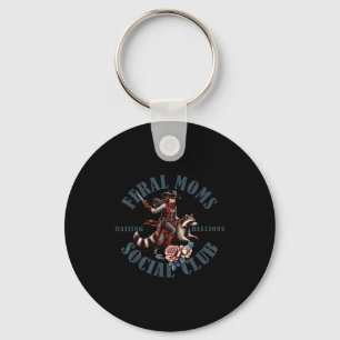 Raccoon feral moms social club trendy mom mama keychain