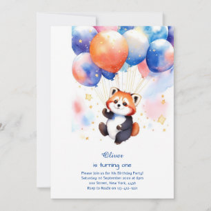 Raccoon First Birthday Invitation